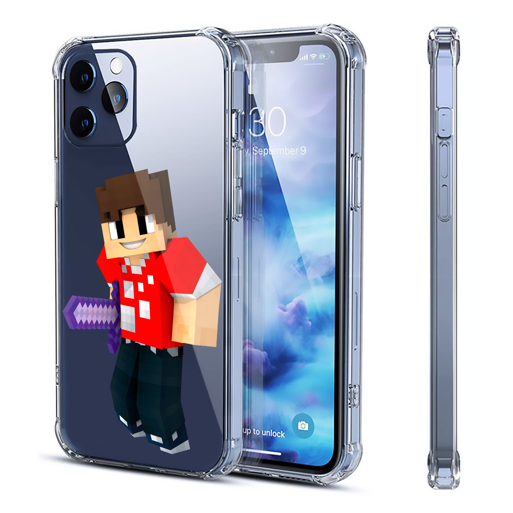 （画像用） マインクラフト ブロックの世界 Minecraft MC Block world 【iPhone 12シリーズ対応】透明スマホケース（クリアソフトケース）